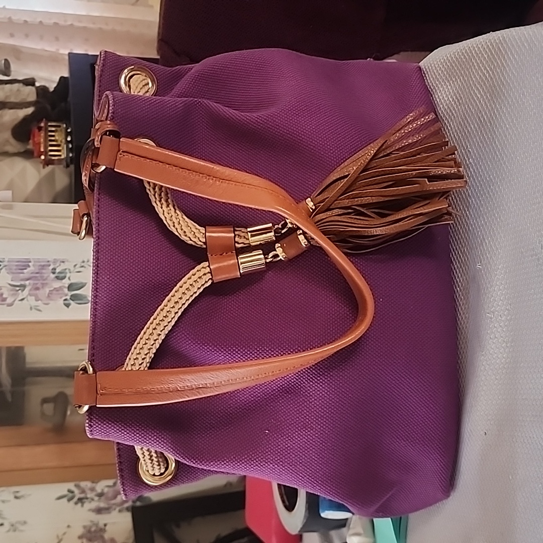 Mk Canvas Shoulder Bag - Purple